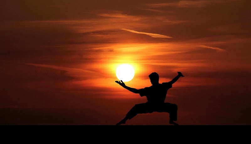 Tai Chi Meditation Sunrise Silhouette